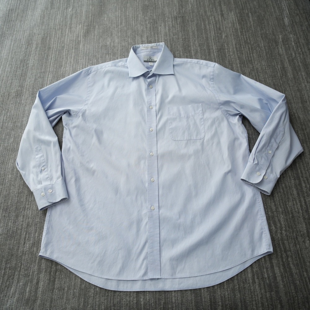 Enro Shirt Men Button Up Ultra Pin Point Light Blue Long Sleeve 17.5 34-35